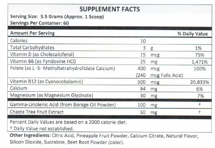 Mamma Chick Supplement Facts